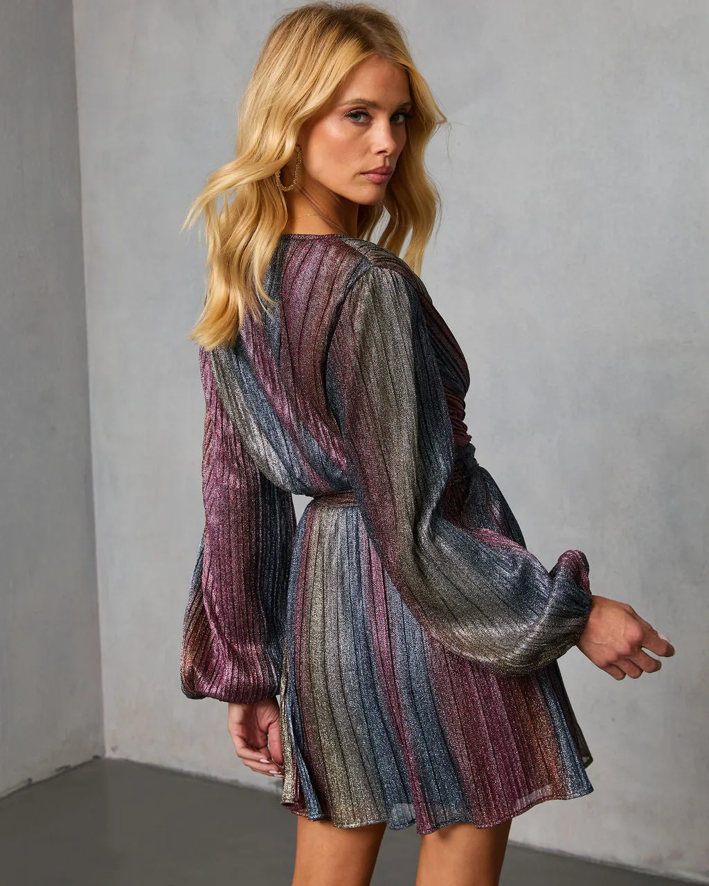 Ameina Wrap Lurex Mini Dress sold by Vici product image thumbnail 4