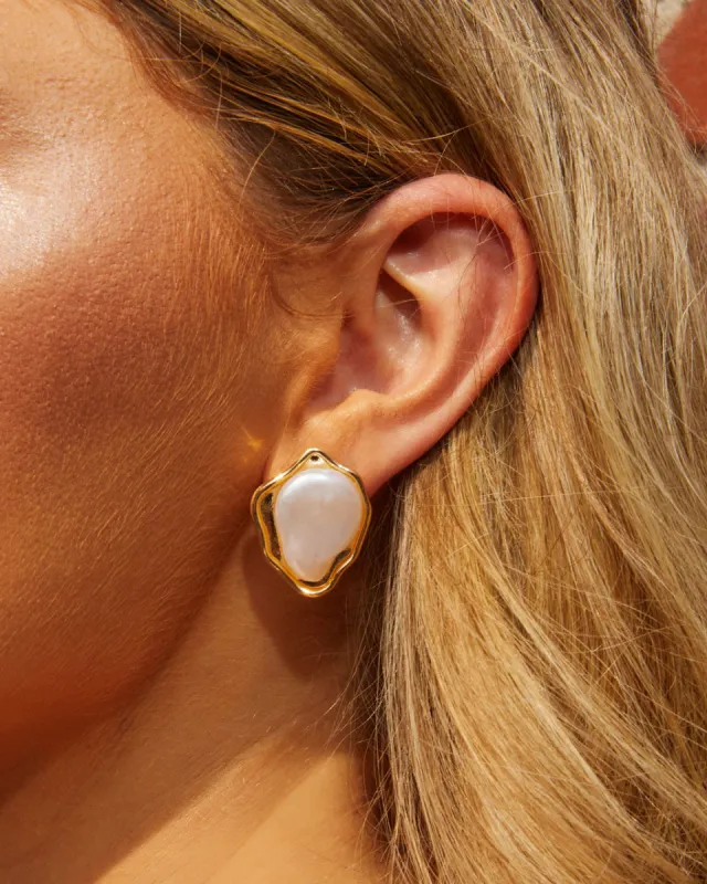 Shelly Organic Pearl Stud Earrings made by Vici