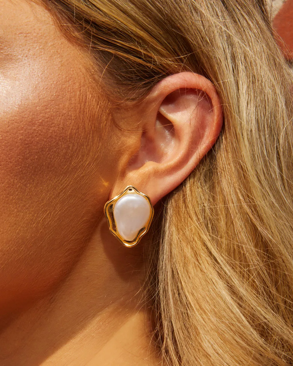 Shelly Organic Pearl Stud Earrings sold by Vici