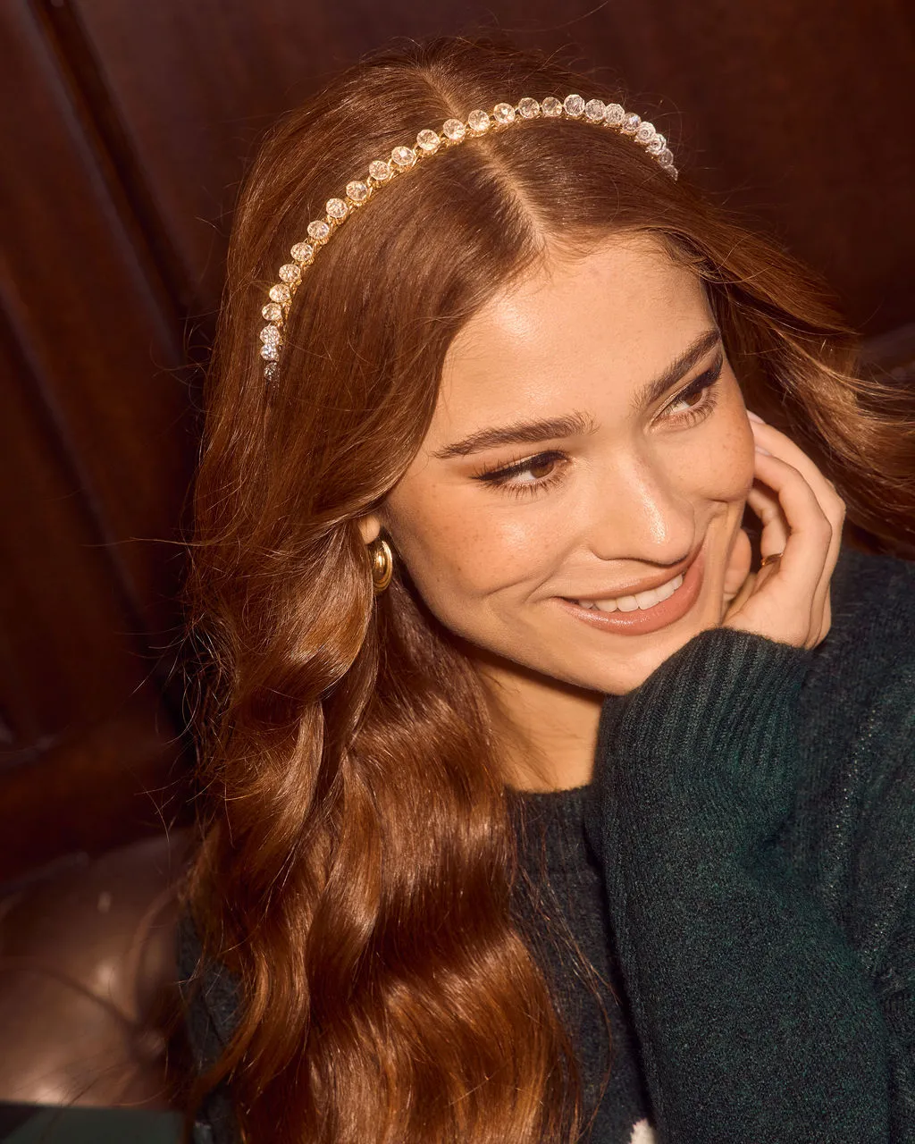 Sleigh Scene Rhinestone Embellished Headband sold by Vici product image thumbnail 4