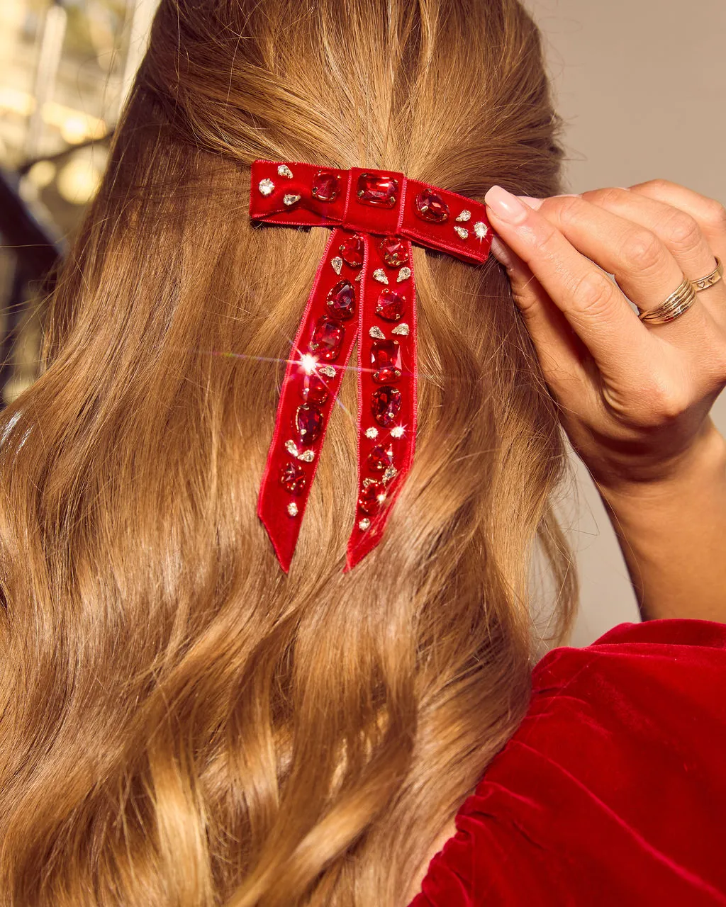 Maisey Velvet Embellished Bow Hair Barrette sold by Vici product image thumbnail 2