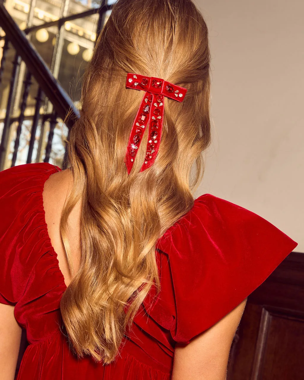 Maisey Velvet Embellished Bow Hair Barrette sold by Vici product image thumbnail 3