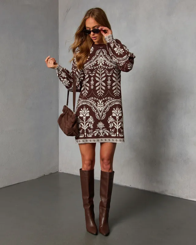Deysi Printed Sweater Mini Dress sold by Vici