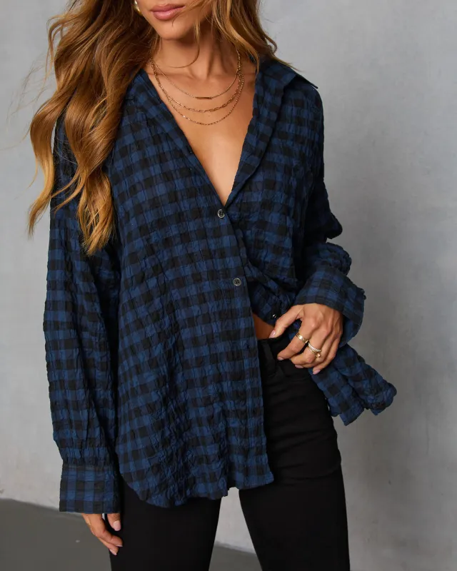 Keren Plaid Button Down Top sold by Vici