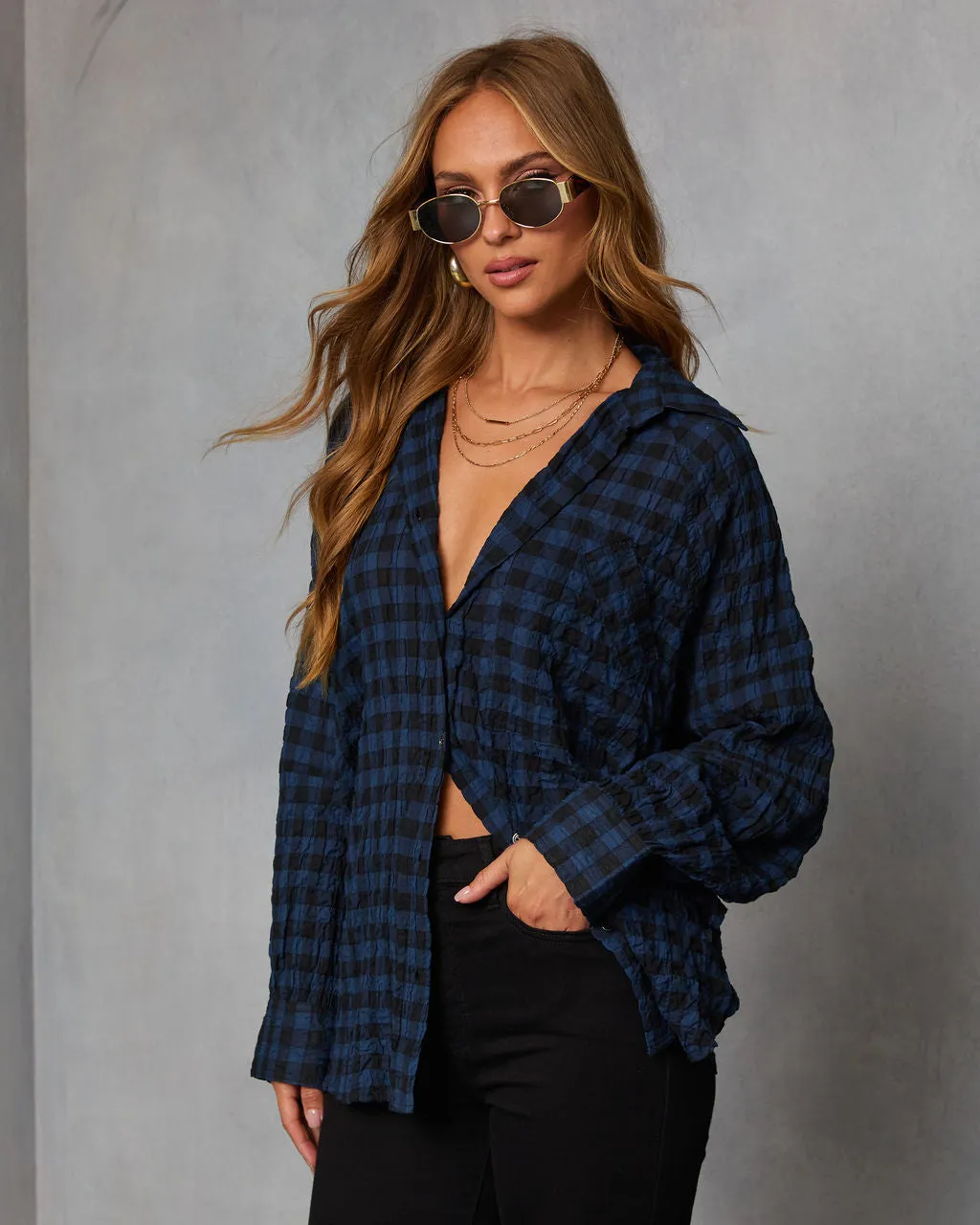 Keren Plaid Button Down Top sold by Vici product image thumbnail 3