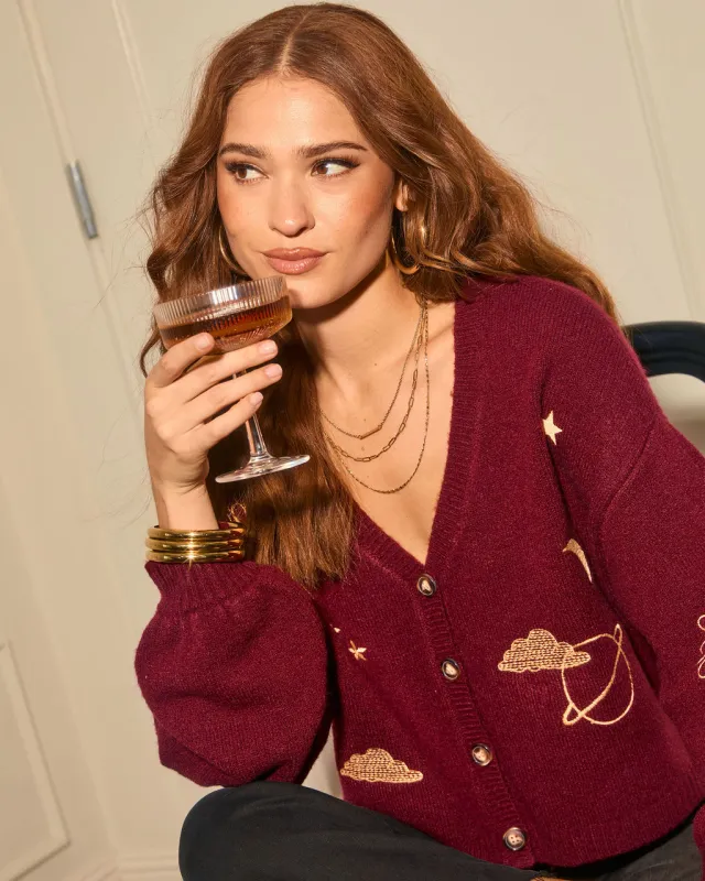 Night Skyfall Stitched Cardigan sold by Vici