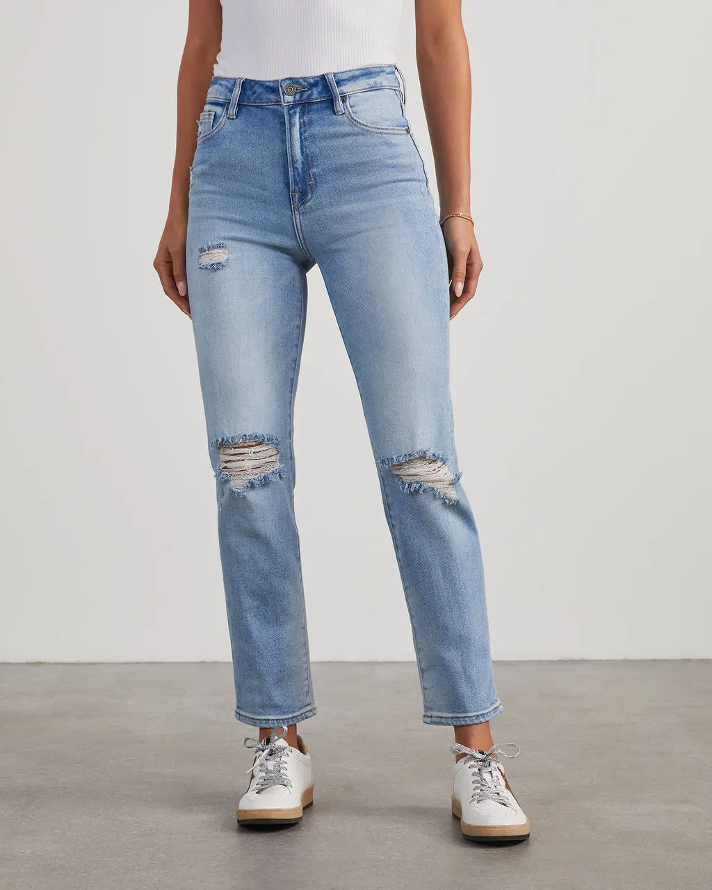 Polly Mid Rise Distressed Straight Leg Jeans sold by Vici product image thumbnail 2