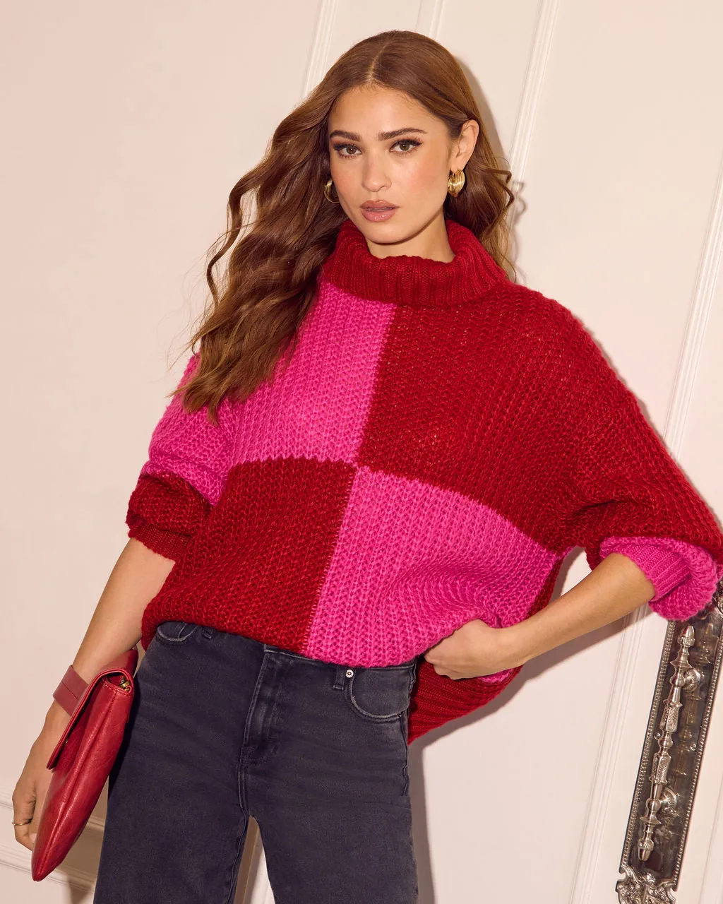 Snuggle Mode Mock Neck Colorblock Sweater sold by Vici
