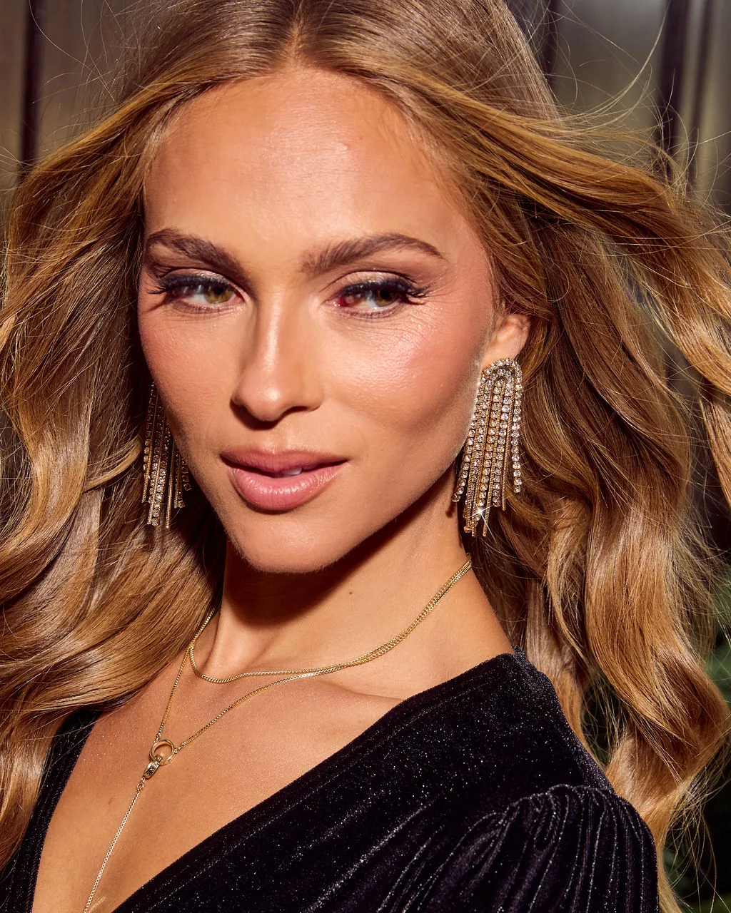 Arctic Muse Rhinestone Chandelier Earrings sold by Vici product image thumbnail 4