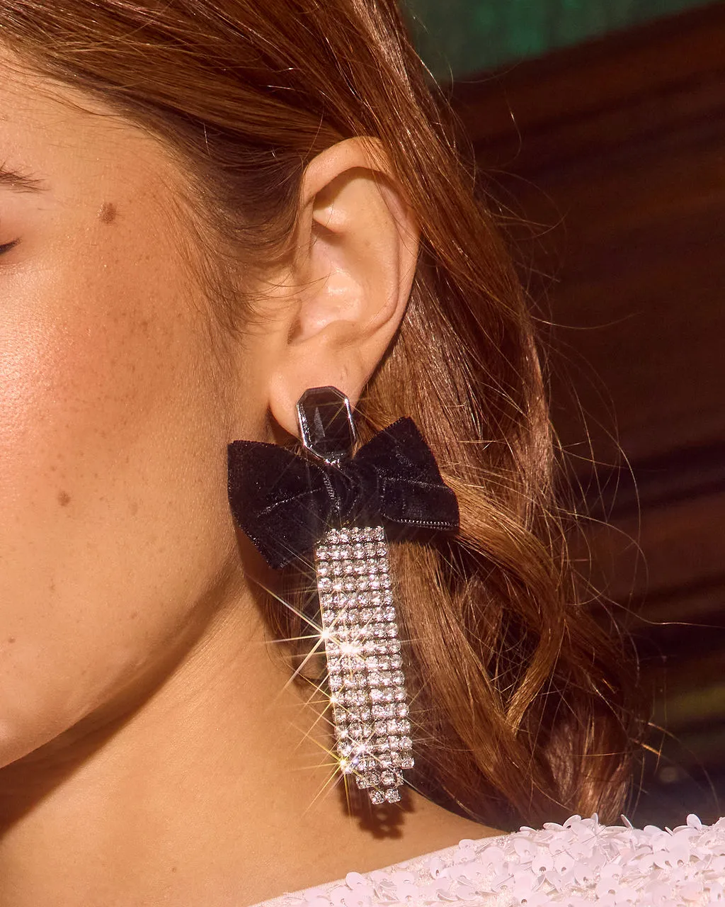 Levey Velvet Bow Chandelier Earrings sold by Vici product image thumbnail 2