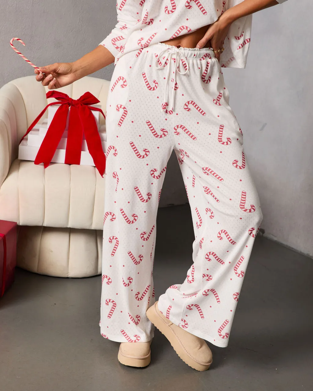 Candy Cane Lane Printed Pajama Set sold by Vici product image thumbnail 5