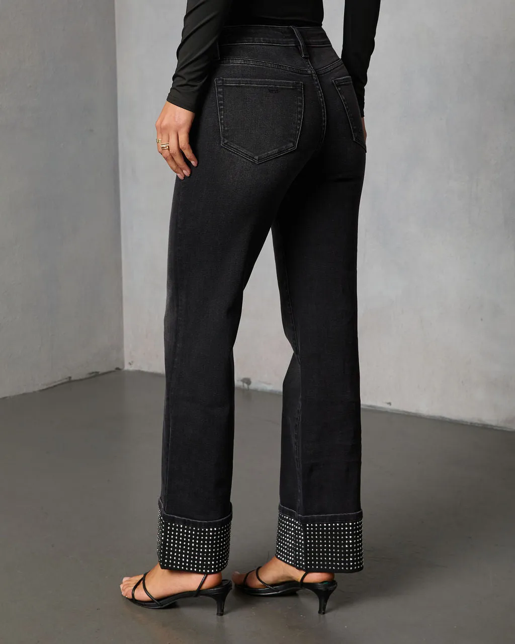 Elaniah Super Stretch Wide Leg Embellished Cuff Jeans sold by Vici product image thumbnail 4