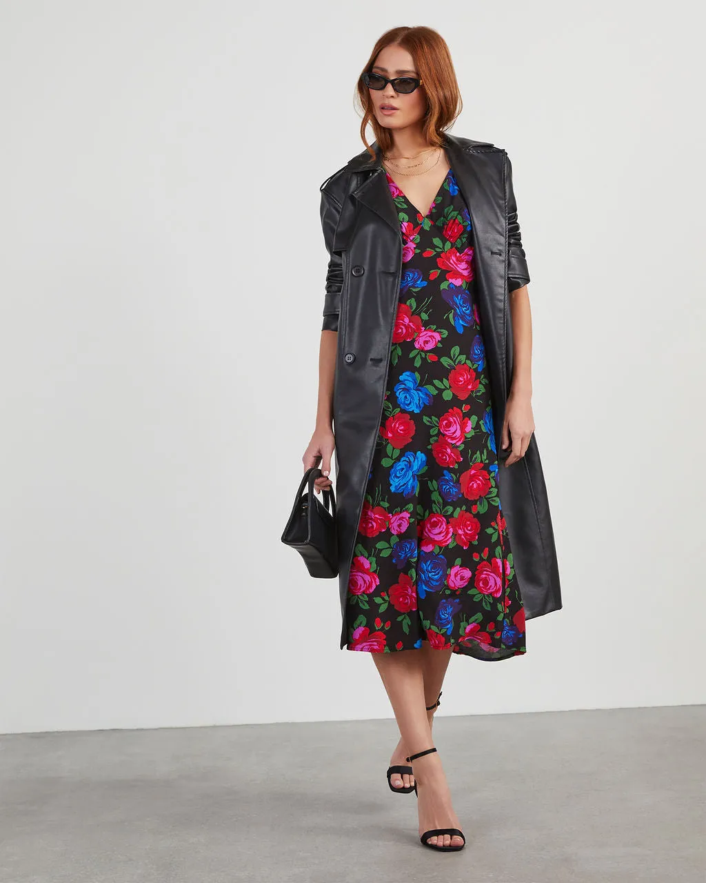 Robbie Satin Floral Midi Dress sold by Vici product image thumbnail 5