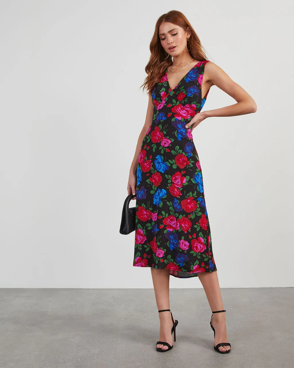 Robbie Satin Floral Midi Dress sold by Vici product image thumbnail 2