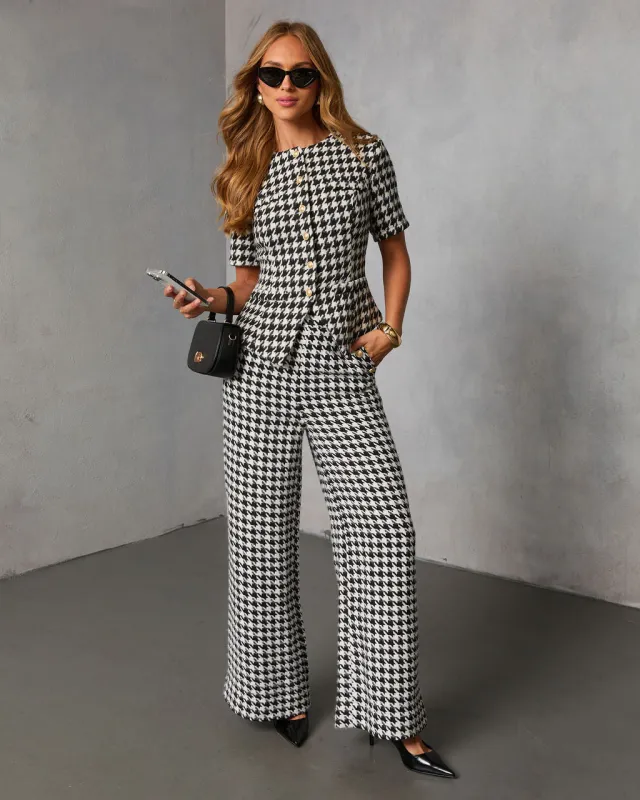 Seeley Houndstooth Straight Leg Pant sold by Vici