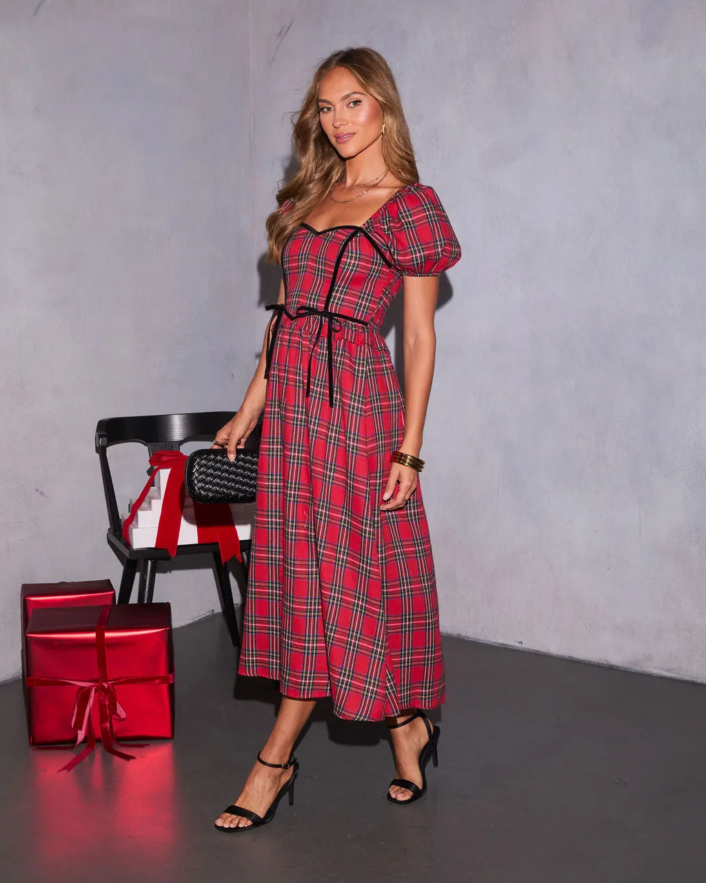 Peppermint Wishes Plaid Maxi Dress sold by Vici product image thumbnail 3