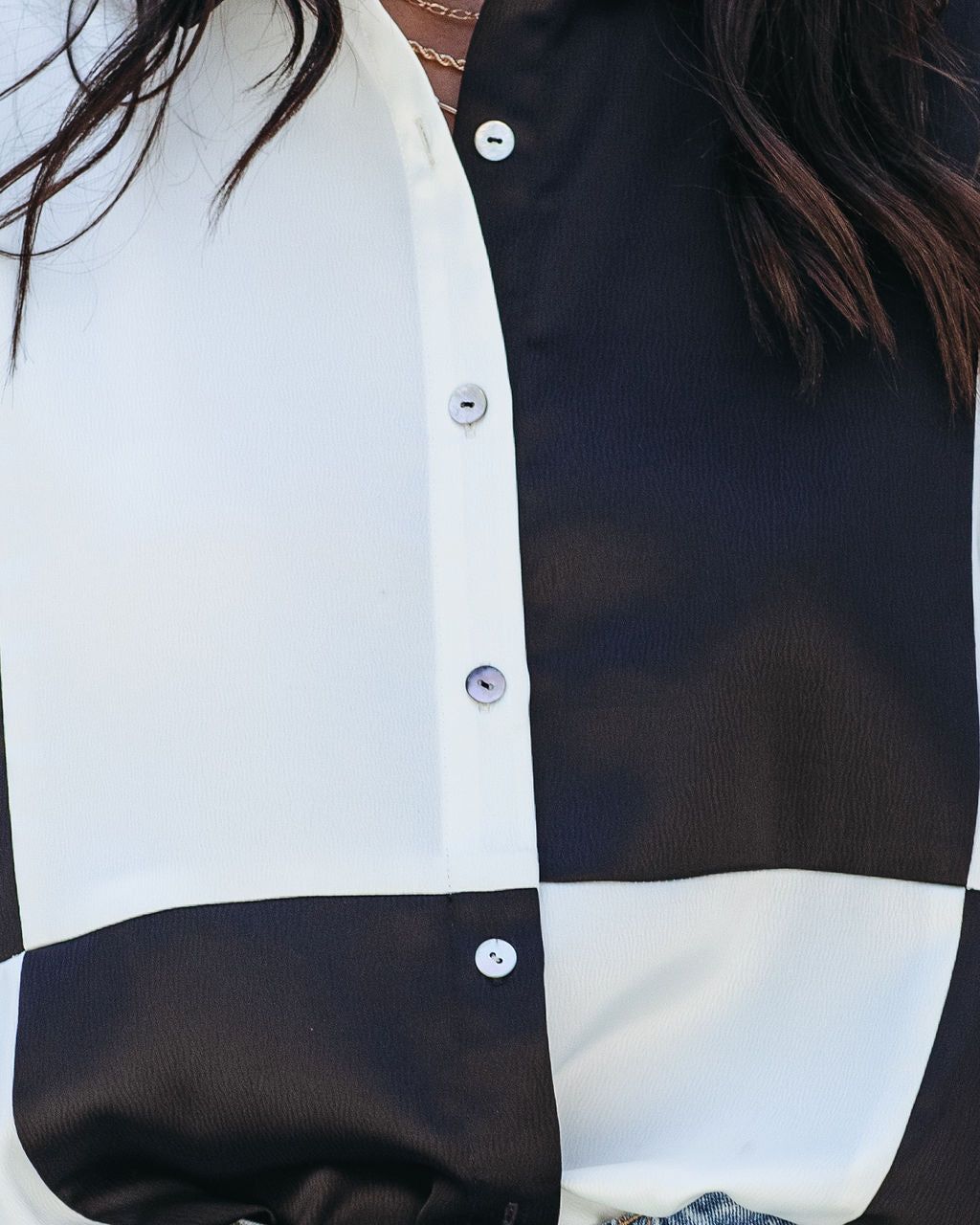 Fenella Colorblock Button Down Top - Black Combo - SALE sold by Vici product image thumbnail 4