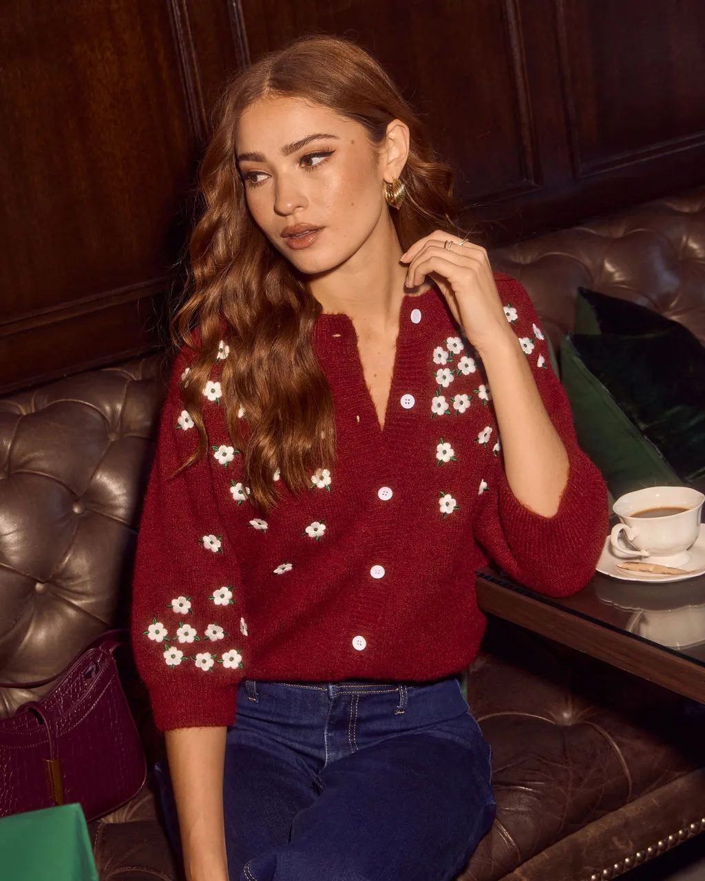 Rosie Haze Embroidered Cardigan sold by Vici product image thumbnail 3