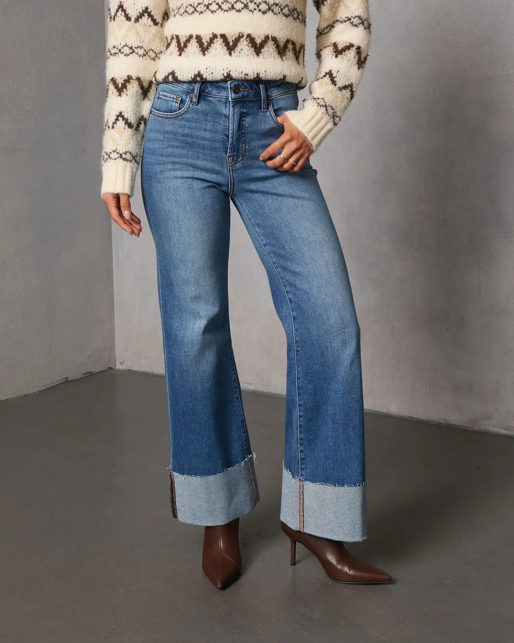 Jessina Cuffed Super Stretch Flare Jeans sold by Vici product image thumbnail 2
