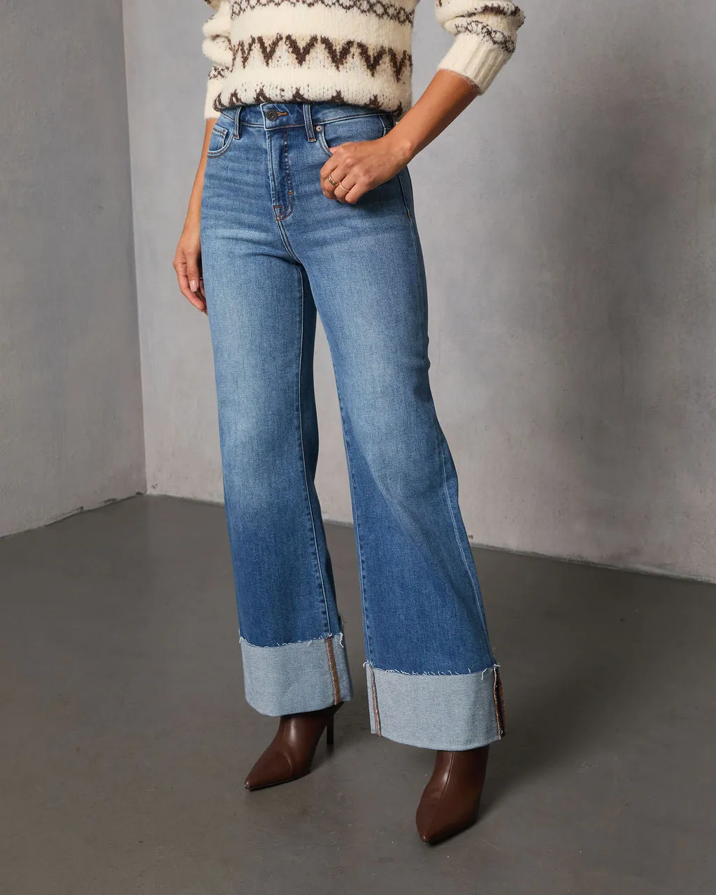Jessina Cuffed Super Stretch Flare Jeans sold by Vici product image thumbnail 3