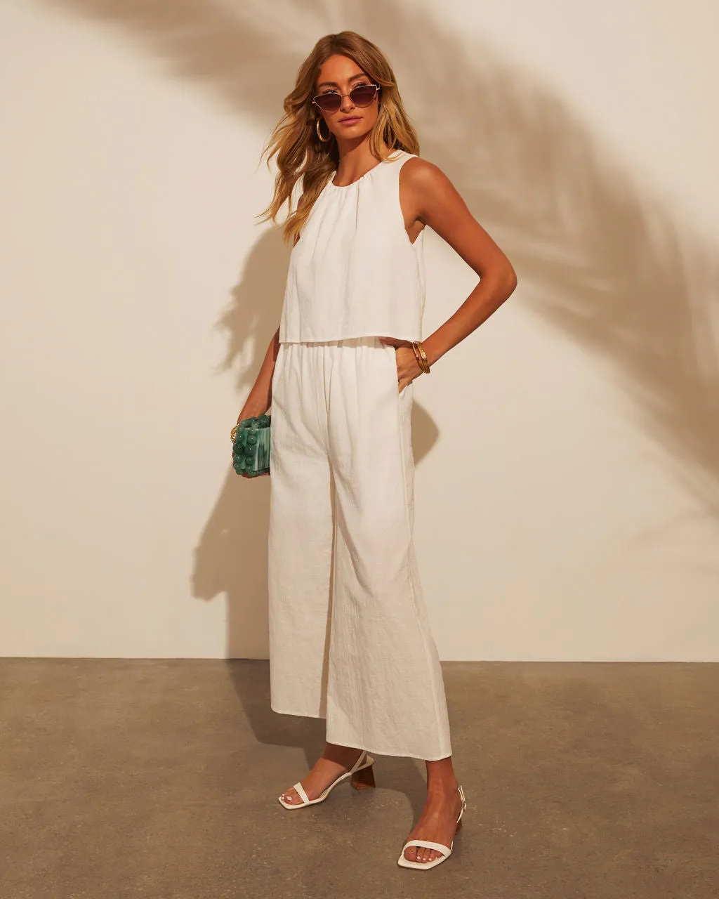Mae Linen Layered Pocketed Jumpsuit sold by Vici