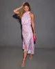 Addison Halter Neck Floral Satin Maxi Dress sold by Vici