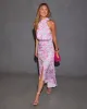 Addison Halter Neck Floral Satin Maxi Dress sold by Vici