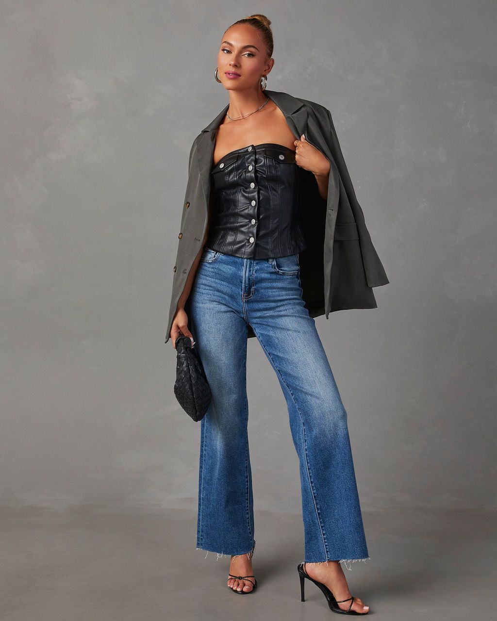 Suzie Faux Leather Button Front Bustier Top sold by Vici product image thumbnail 5