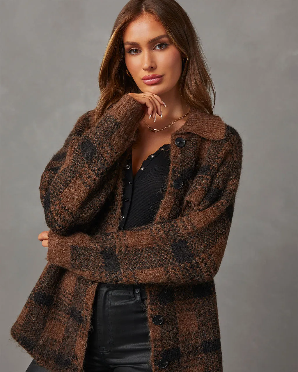 Gallagher Plaid Pocketed Shacket sold by Vici product image thumbnail 5