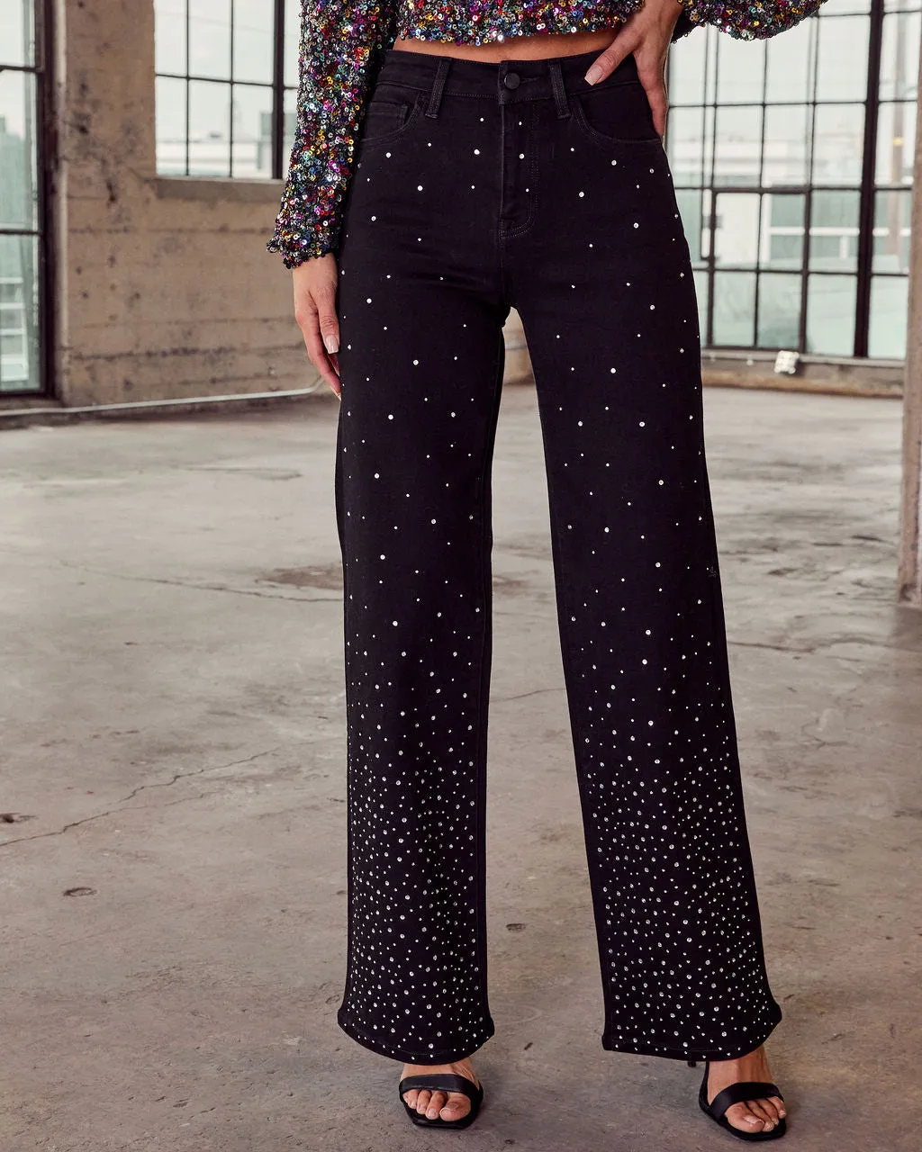 City Pulse Stretch Embellished Straight Leg Jeans sold by Vici