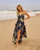 Beautiful Flowers Smocked Halter Maxi Dress sold by Vici