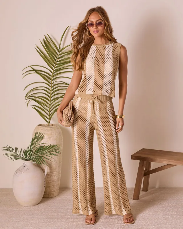 Poolside Daydream Striped Crochet Cover Up Pants sold by Vici