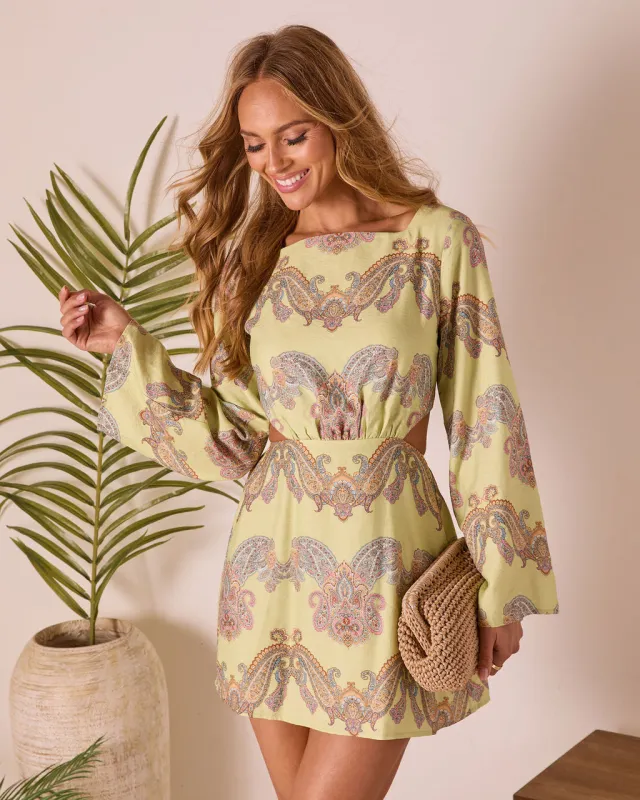 Sunset Jetsetter Abstract Mini Dress made by Vici