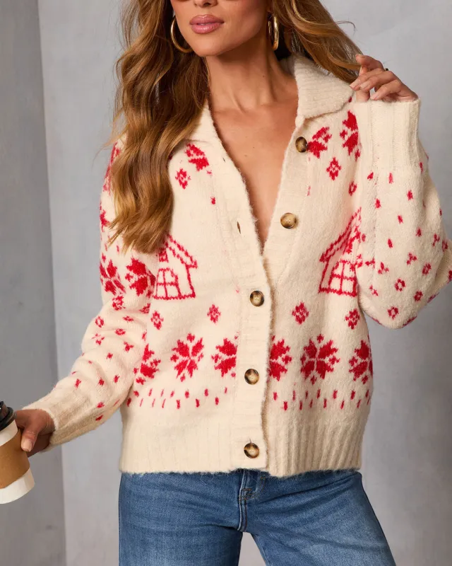 Snowfall Cottage Novelty Fair Isle Cardigan sold by Vici
