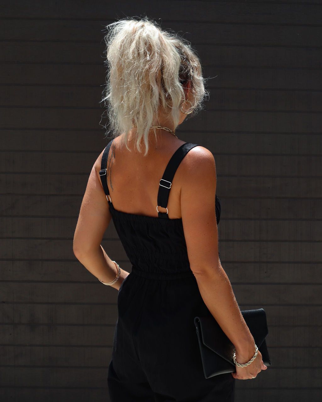 Rosette Cotton Tie Waist Jumpsuit - Black - SALE sold by Vici product image thumbnail 6