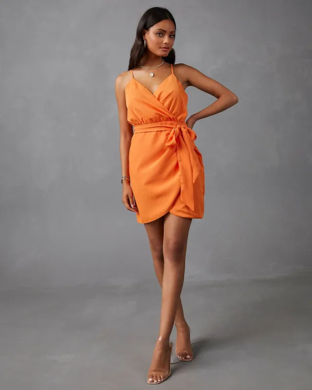 Maxine Strappy Drape Mini Dress - Orange - SALE made by Vici