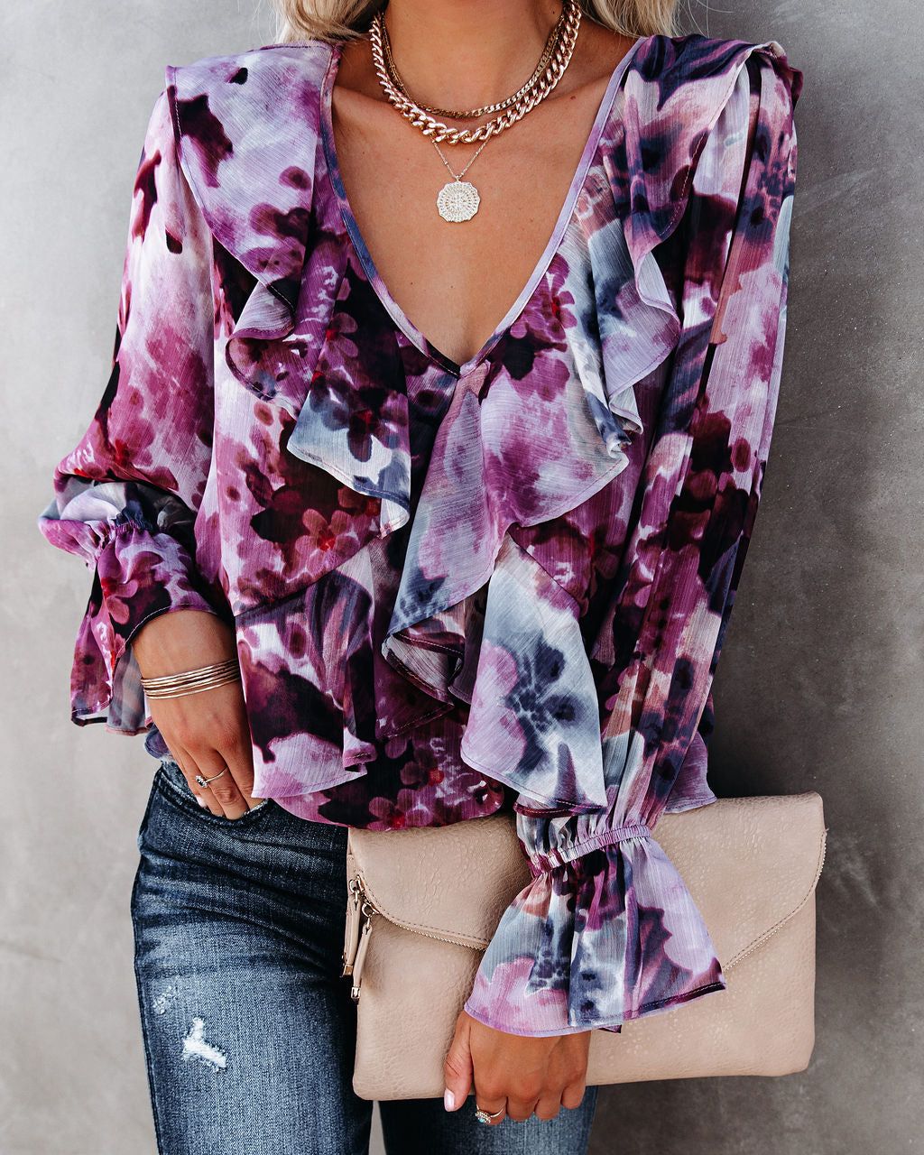 Better Days Floral Ruffle Blouse - FINAL SALE sold by Vici product image thumbnail 3
