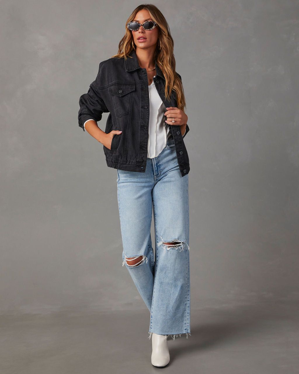 Josie Pocketed Vintage Denim Jacket - Black sold by Vici product image thumbnail 3