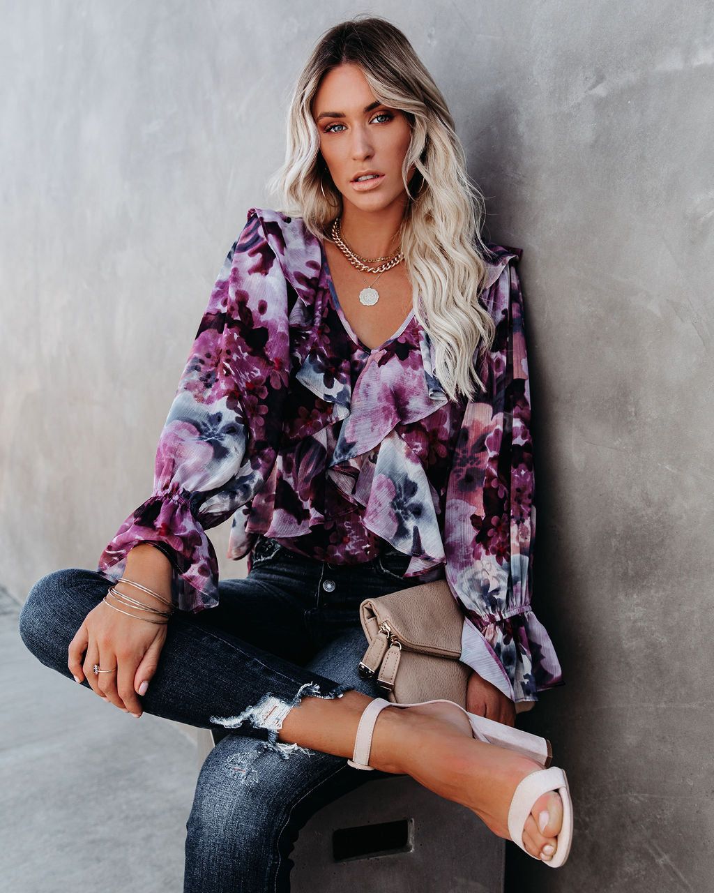 Better Days Floral Ruffle Blouse - FINAL SALE sold by Vici product image thumbnail 5