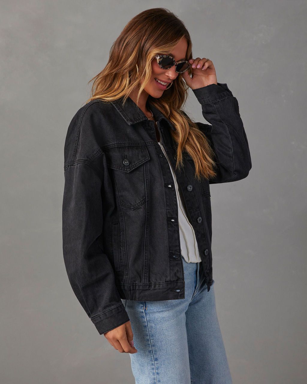 Josie Pocketed Vintage Denim Jacket - Black sold by Vici product image thumbnail 5