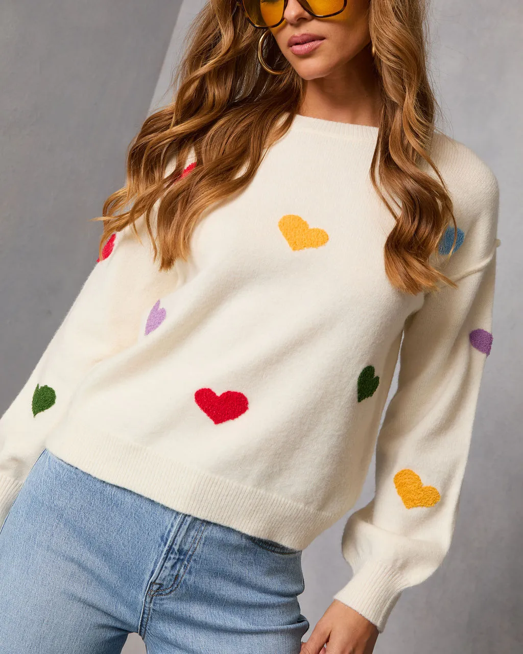 Daily Heartbeat Multicolor Heart Print Sweater sold by Vici product image thumbnail 5