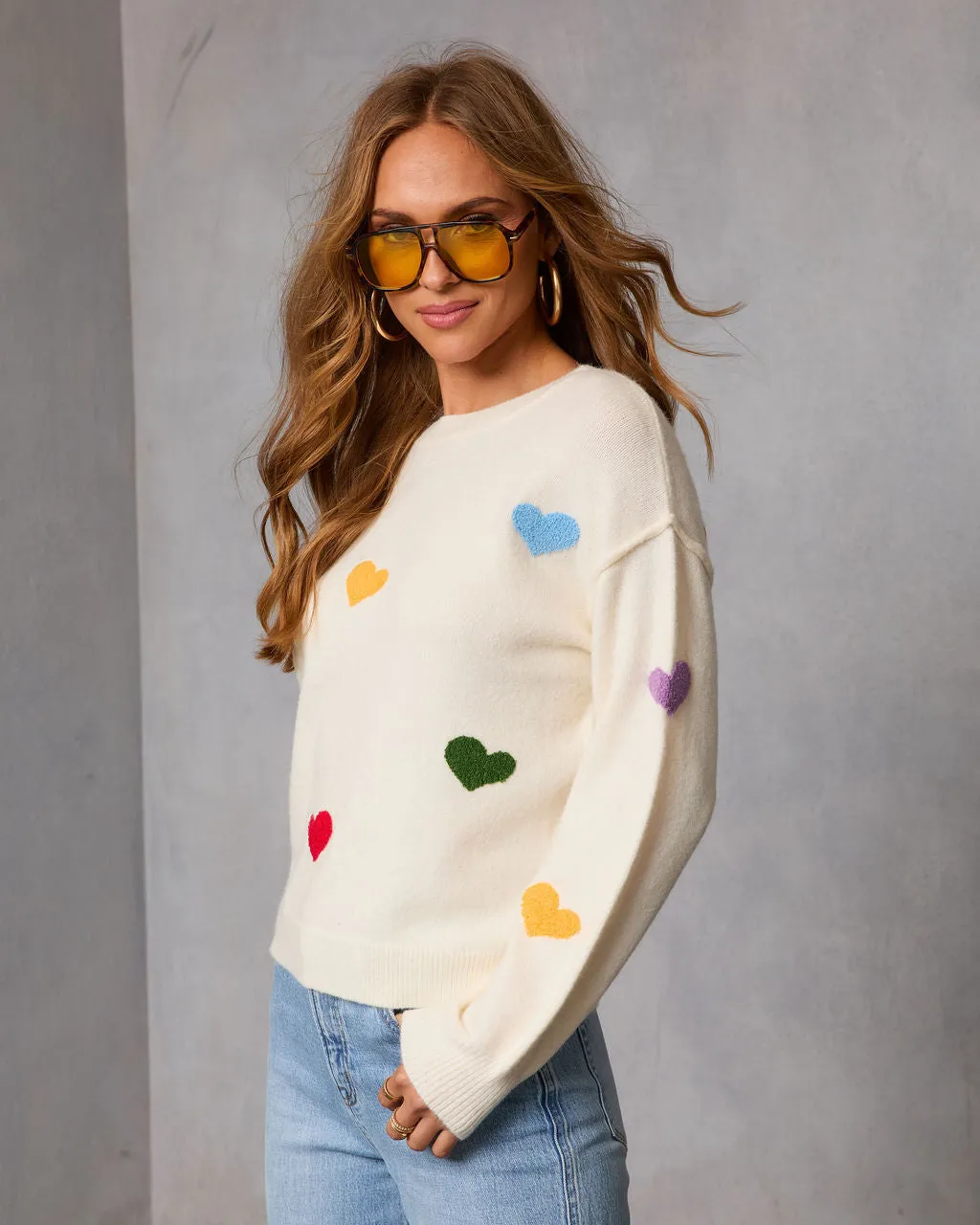 Daily Heartbeat Multicolor Heart Print Sweater sold by Vici product image thumbnail 3