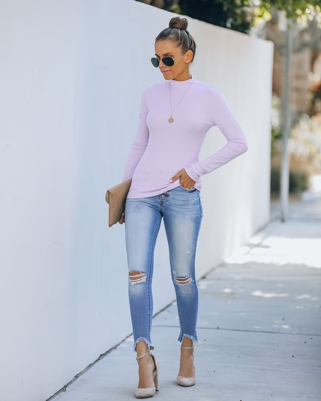 Past Or Present Turtleneck Knit Top - Lilac sold by Vici