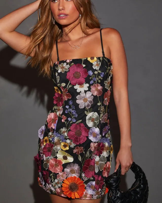 Essie Floral Appliqué Mini Dress sold by Vici