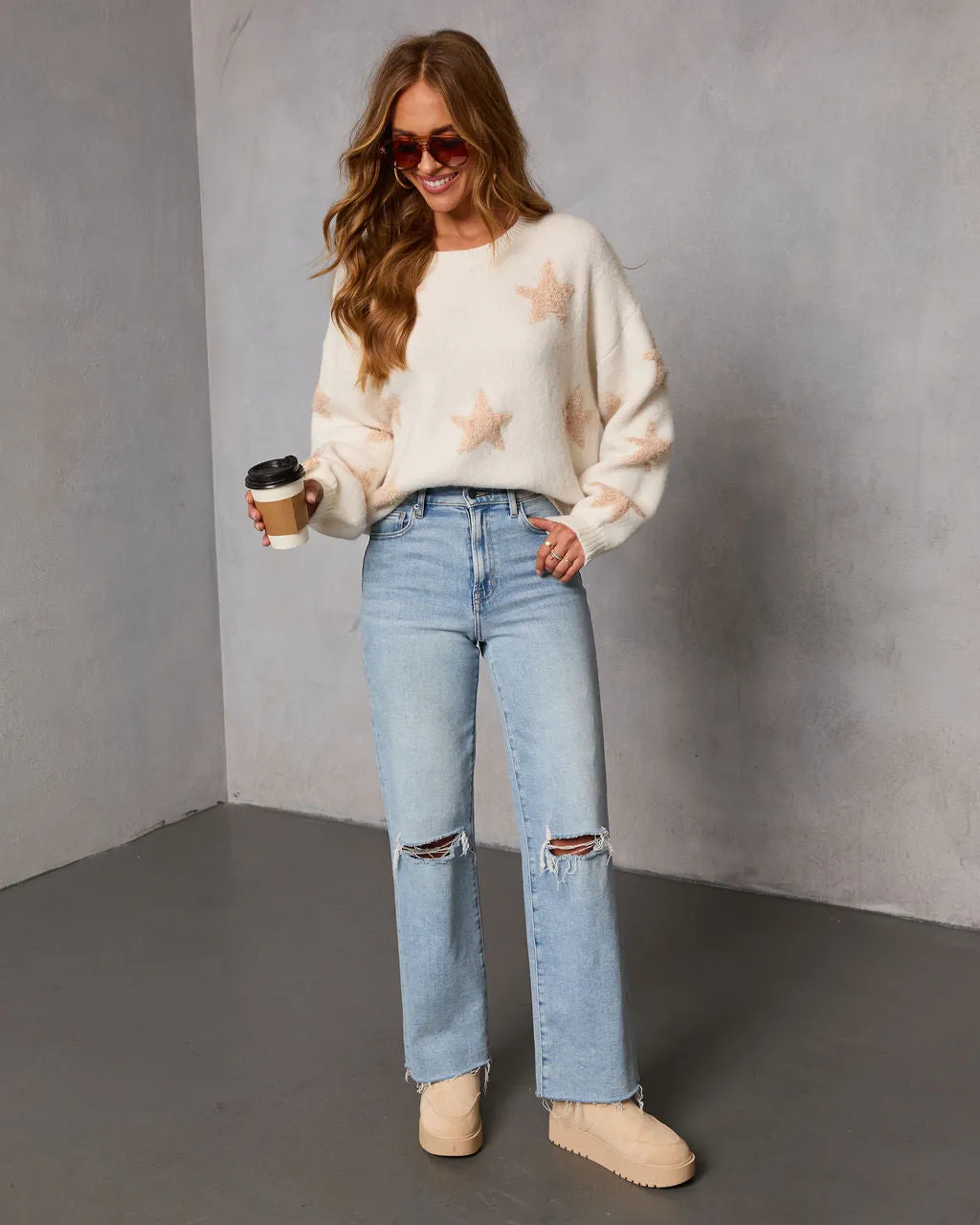 Starlit Snuggle Star Graphic Knit Sweater sold by Vici product image thumbnail 2