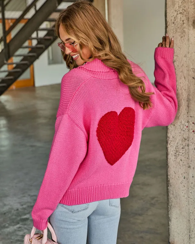 Love of Mine Heart Graphic Mockneck Sweater sold by Vici