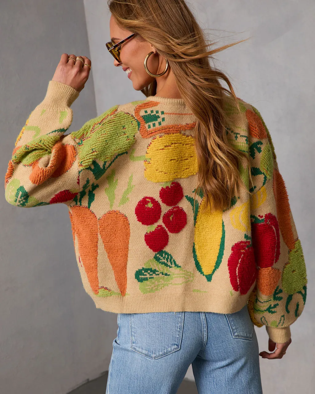 Fresh Picks Graphic Front Tie Sweater sold by Vici product image thumbnail 4