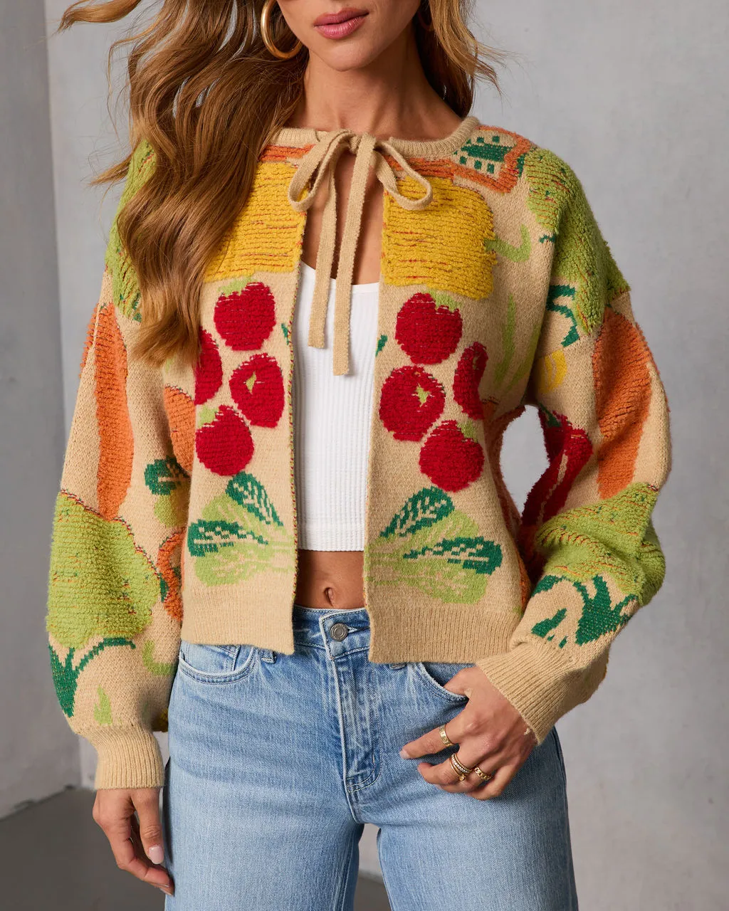 Fresh Picks Graphic Front Tie Sweater sold by Vici product image thumbnail 5