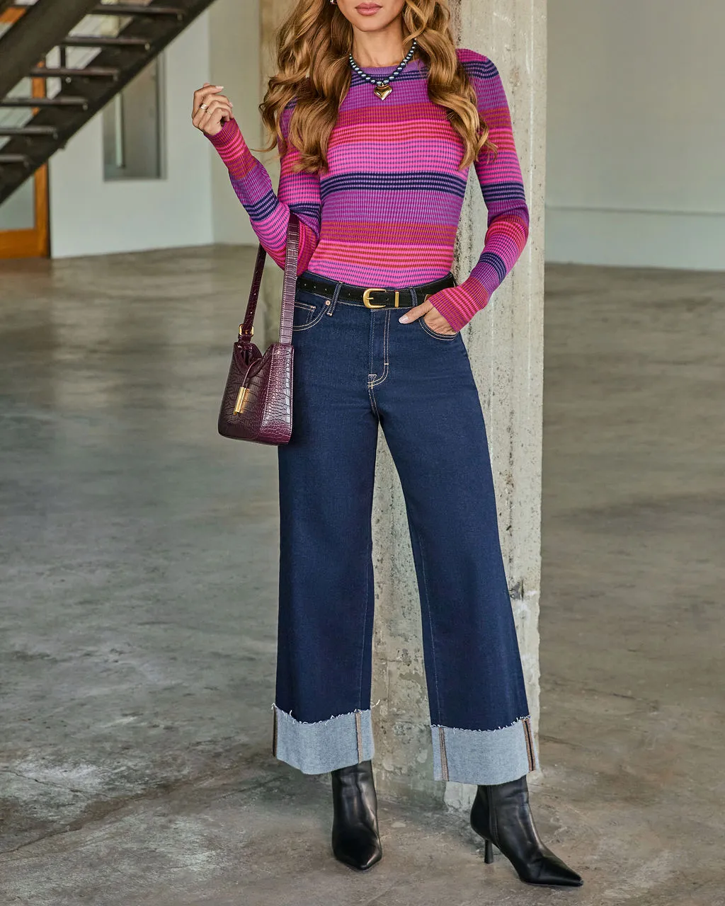 Alida Super Stretch High Rise Wide Leg Jeans sold by Vici product image thumbnail 5