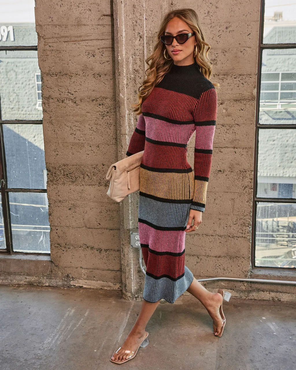 Bold Hues Colorblock Midi Sweater Dress sold by Vici product image thumbnail 3